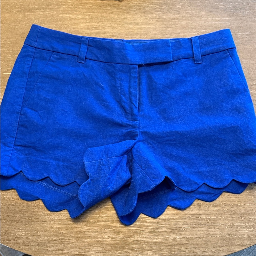 JCrew Bright Blue Scallop Hem Women's Shorts